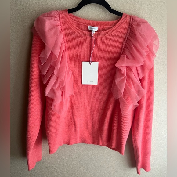 Elegant Pink Ruffle Sweater - Picture 1 of 5